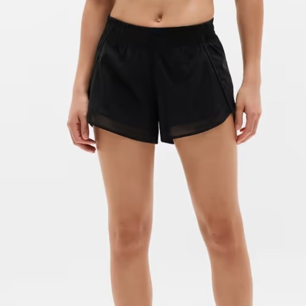Athleta Mesh Racer Run Short 4" Black‎ XS Athletic Running Shorts Mesh Trim